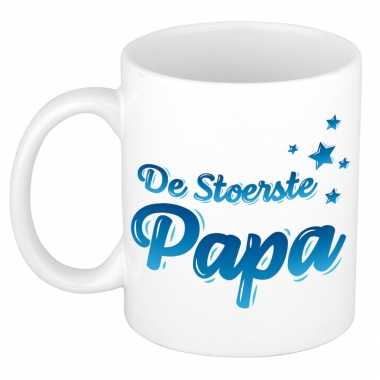 De stoerste papa kado mok / beker voor vaderdag / verjaardag - blauwe sterren