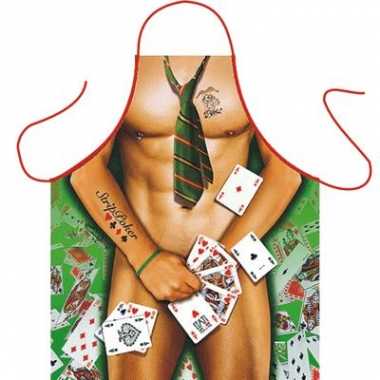 Funartikel schort strip poker man