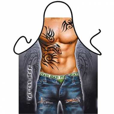 Funartikel schort tattoo man