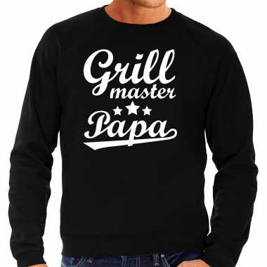 Grill master papa bbq / barbecue cadeau sweater zwart voor heren
