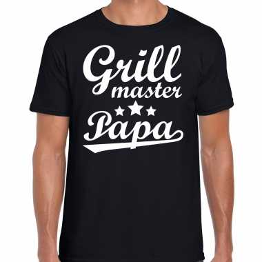Grill master papa bbq / barbecue cadeau t-shirt zwart voor heren