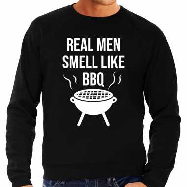 Real men smell like bbq / barbecue cadeau sweater zwart voor heren