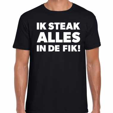 Steak alles in de fik bbq / barbecue cadeau t-shirt zwart voor heren