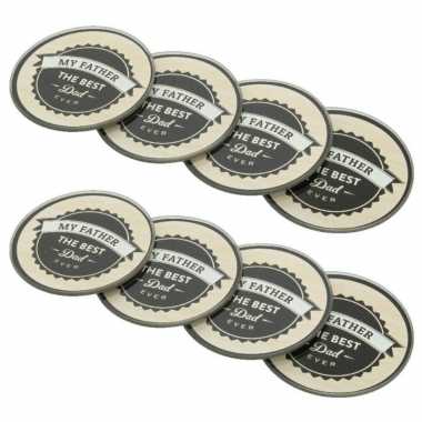 Vaderdagcadeau 12x bierviltjes/onderzetters my father 9 cm