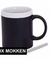 10x beschrijfbare koffie thee mokken met krijtje wit