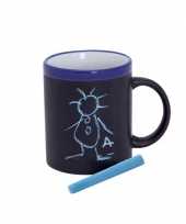 2x beschrijfbare mok met krijtje blauw