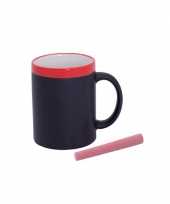 2x beschrijfbare mok met krijtje rood