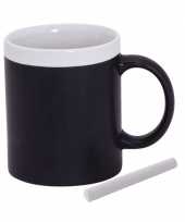 2x beschrijfbare mokken met krijtje wit