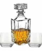 Cadeauset whisky likeur karaf 900 ml inclusief 2x luxe whiskyglazen