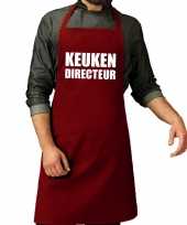 Keuken directeur barbeque schort keukenschort bordeaux rood vo