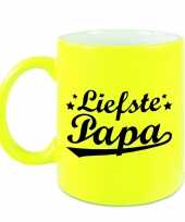 Liefste papa mok beker neon geel voor vaderdag verjaardag 330 ml