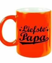 Liefste papa mok beker neon oranje voor vaderdag verjaardag 330 ml