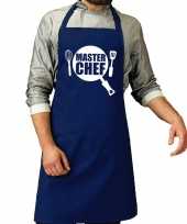 Master chef barbeque schort keukenschort kobalt blauw heren