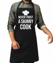 Never trust a skinny cook barbecue bbq schort zwart voor heren