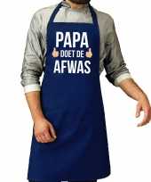 Papa doet de afwas cadeau katoenen schort blauw voor heren