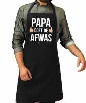 Papa doet de afwas cadeau katoenen schort zwart voor heren