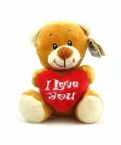 Pluche i love you bruine beer knuffel 14 cm speelgoed