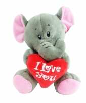 Pluche i love you olifant knuffel grijs 14 cm speelgoed