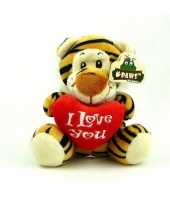 Pluche i love you tijger knuffel bruin 14 cm speelgoed