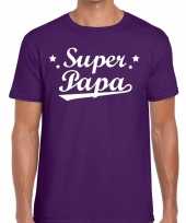 Super papa cadeau t shirt paars voor heren