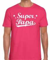 Super papa cadeau t shirt roze voor heren