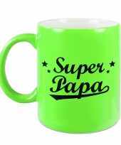 Super papa mok beker neon groen voor vaderdag verjaardag 330 ml