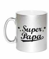 Super papa zilveren mok beker voor vaderdag 330 ml