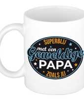 Superblij met papa kado mok beker wit voor vaderdag verjaardag