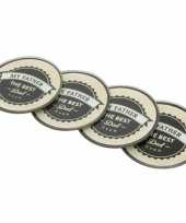 Vaderdagcadeau 4x bierviltjes onderzetters my father 9 cm