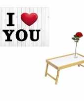 Valentijnskaart met ontbijt op bed set