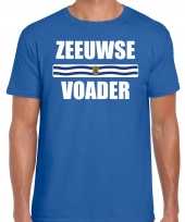 Zeeuwse voader met vlag zeeland t-shirts zeeuws dialect blauw voor heren