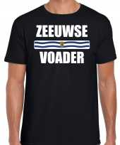 Zeeuwse voader met vlag zeeland t-shirts zeeuws dialect zwart voor heren